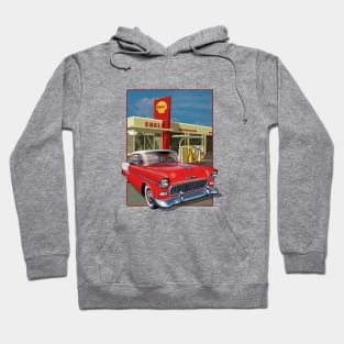 Gas station with 1955 Chevrolet. Hoodie